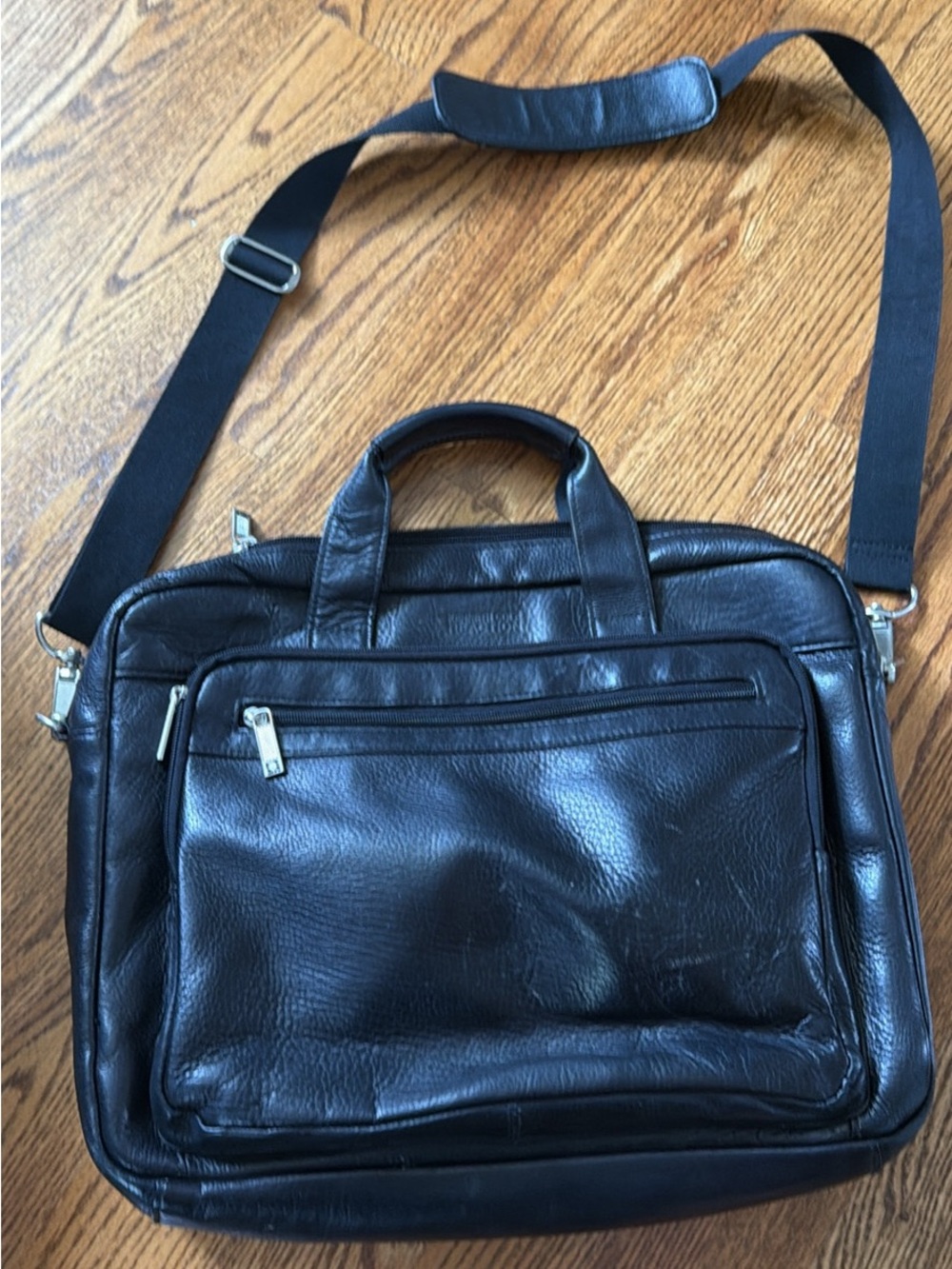 Keneth Cole Reaction Black Leather Briefcase Shoulder Bag